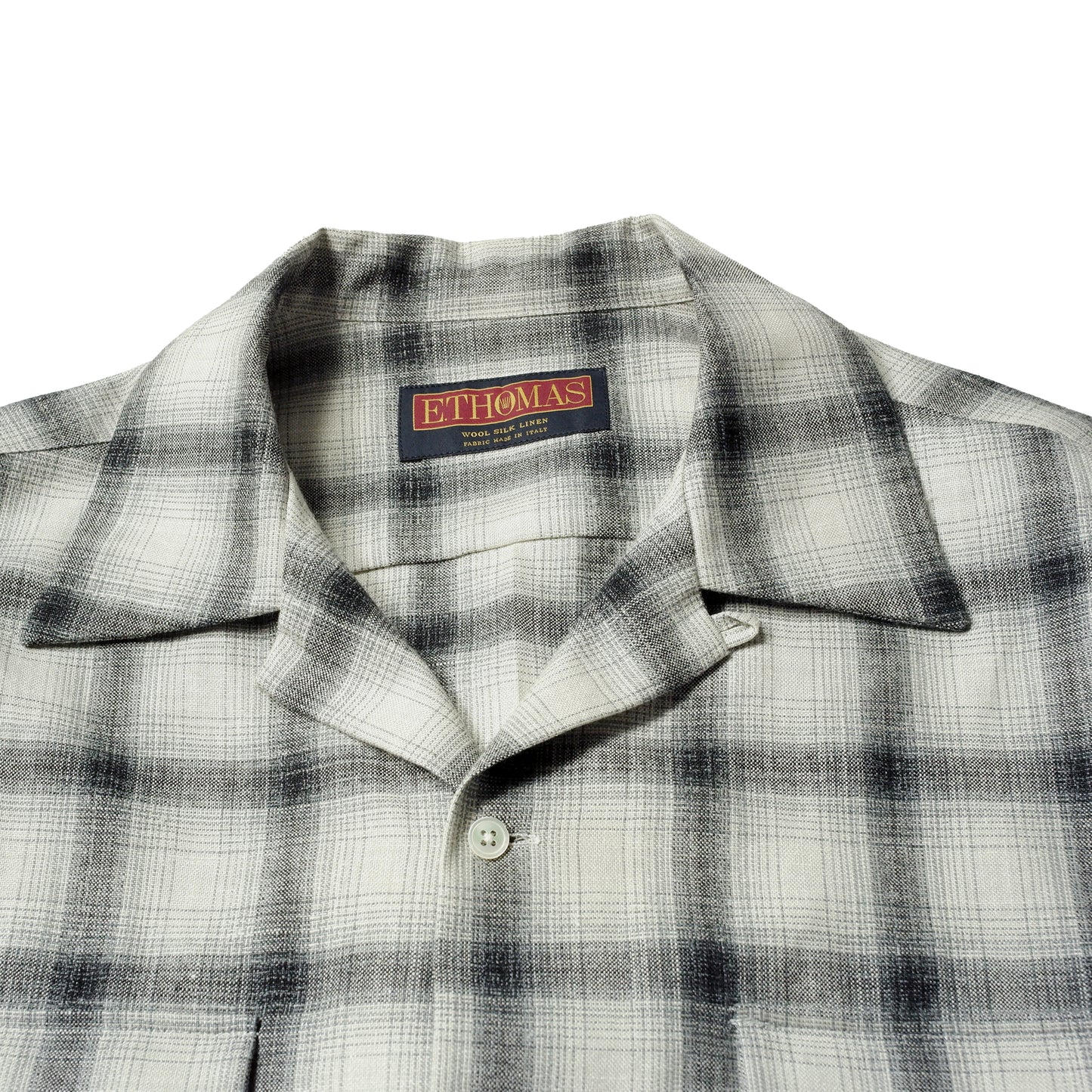 Ombre Check Open Collar Shirt / Black