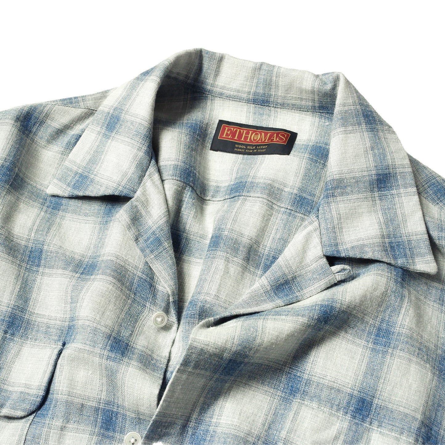 Ombre Check Open Collar Shirt / Light Blue